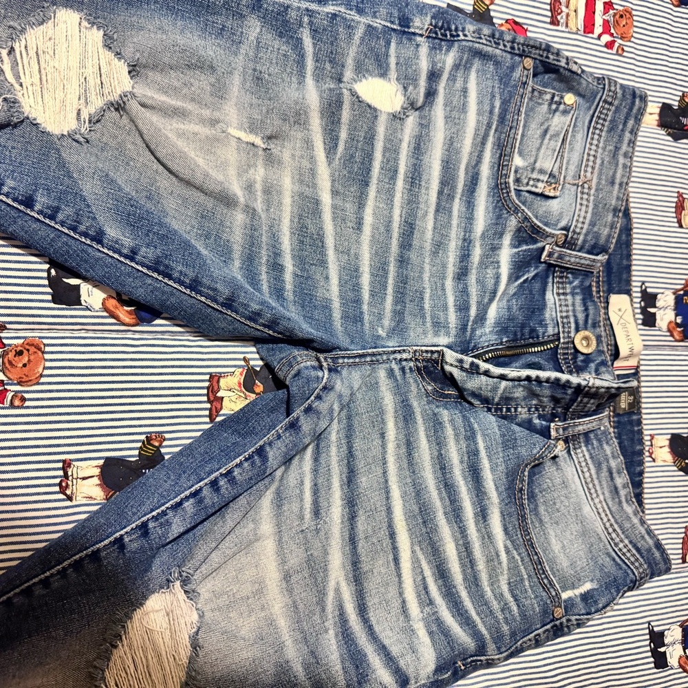 Distressed Blue Jeans